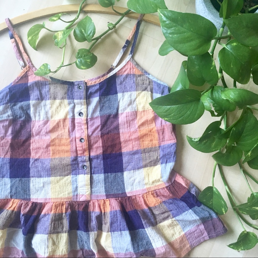 UNIVERSAL THREAD Gingham Plaid Peplum Cami M